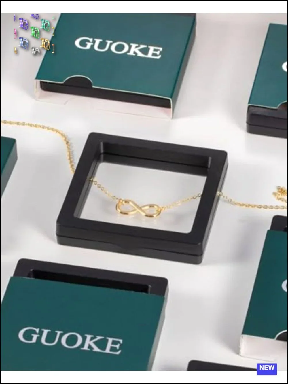 14K Gold Plated Layered Necklace Set with Cubic Zirconia, 2 Separate Chains,
